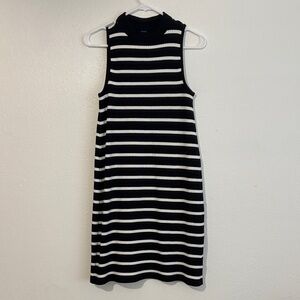 Striped Black and White Sleeveless Dress